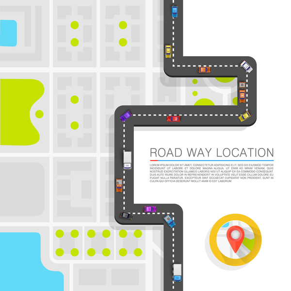 Road way location coordinate infographic vector 03  