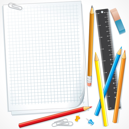 Different School supplies vector graphic set 09  