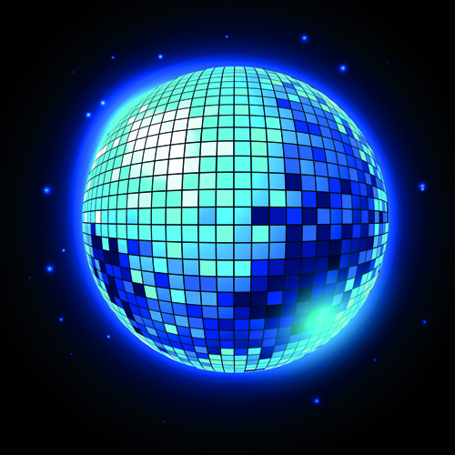 Sparkling disco neon light ball background vector 04  