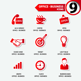 Office Stickers icons vector 04  