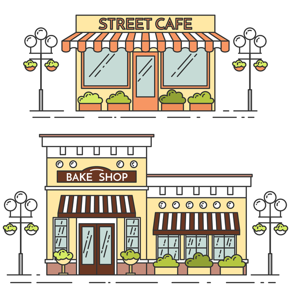 Street store vector template 02  