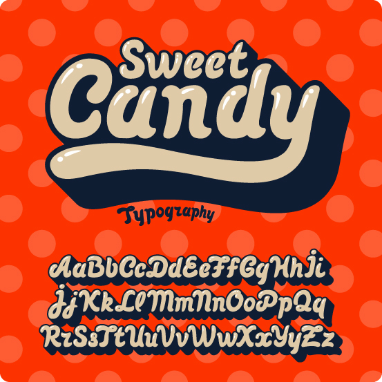 달콤한 사탕, 글꼴 벡터  