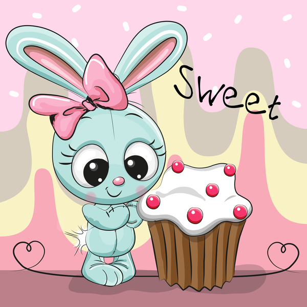 Sweet cupcake card vector 04  