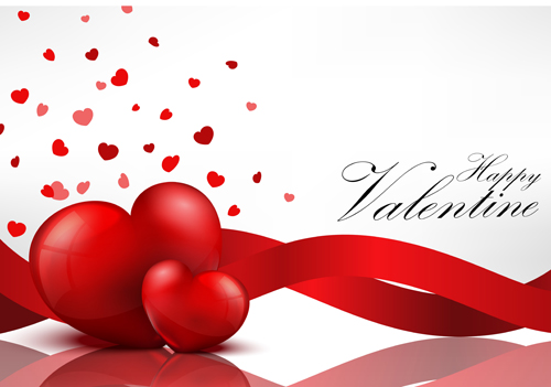 Valentines day card with heart balloon and ribbon vector  