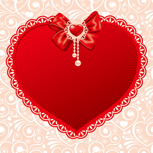 Valentines day heart with lace vector material 02  