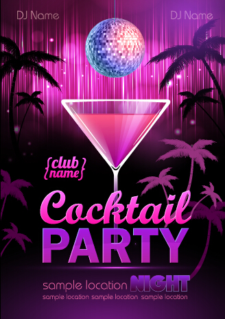 Vector cocktail party poster design graphics set 03  