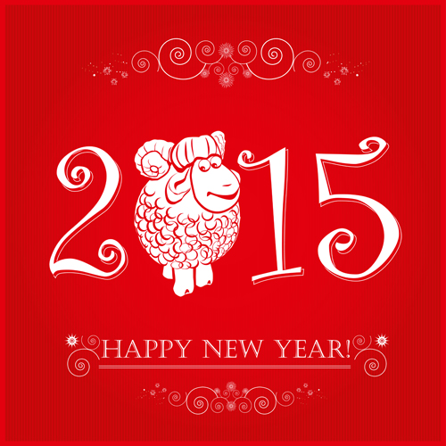 Vector set of 2015 sheep year background material 07  