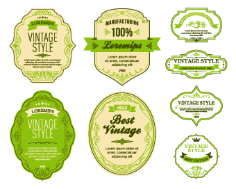 Vintage Style labels vector set 05  