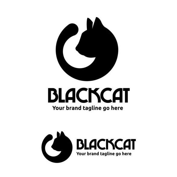 黒猫のロゴのデザインのベクトル  