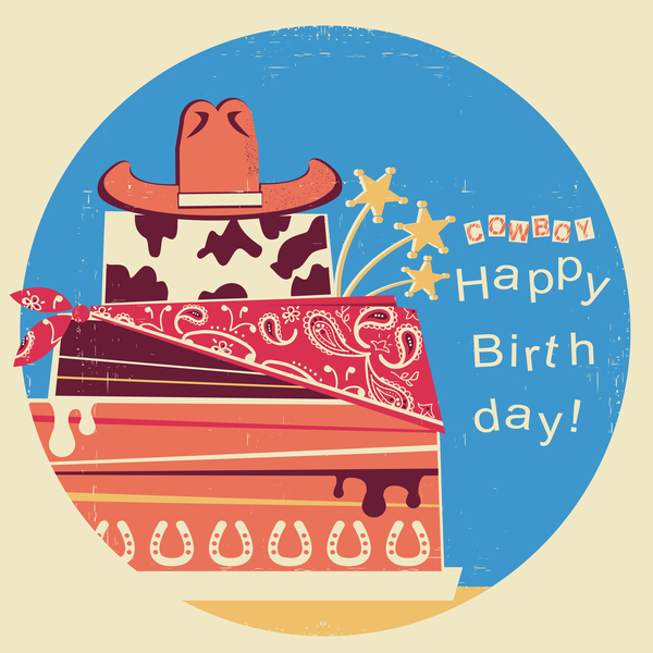 symbole vecteur de cow-boy joyeux anniversaire  