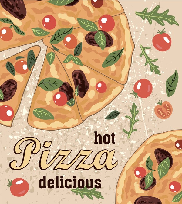 köstliche Pizza Hintergrund Vektoren  