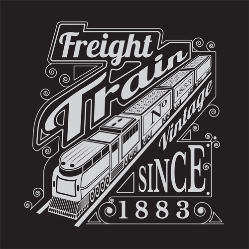 old freight train vector background  