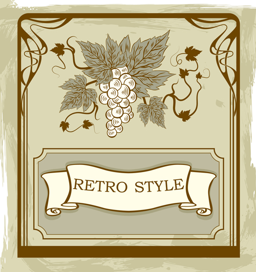 Retro style grape wine background vector 05  