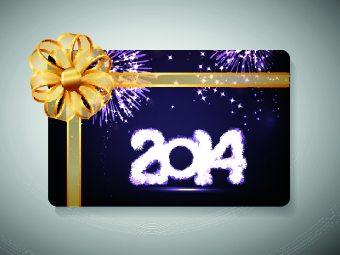 2014 New Year with christmas vector cards 05  