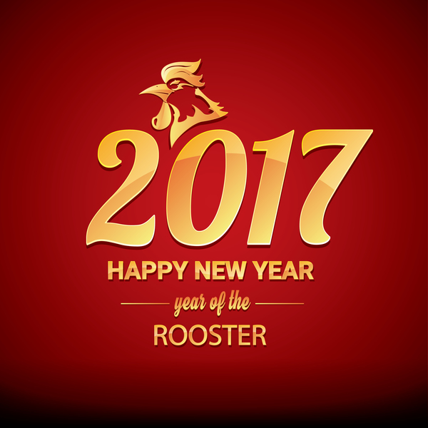 2017 chinesisches neues Jahr der Hahn roten Stile Hintergrundvektor 04  