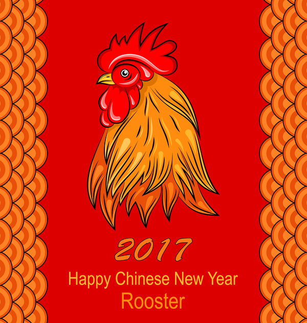 2017 chinois nouvelle année de coq rouge styles vecteur 03  