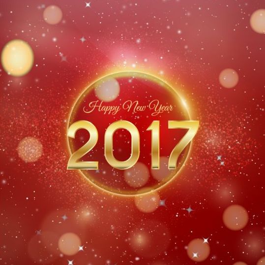 2017 happy new year with red halation background vector  