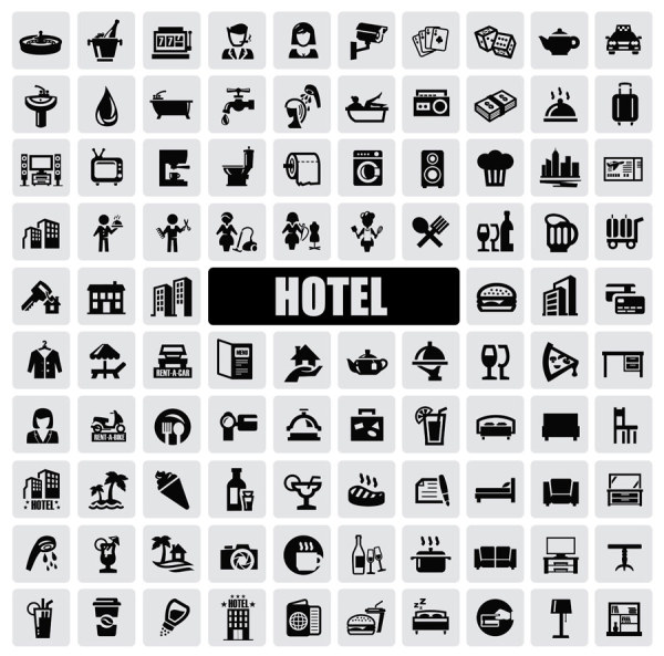 Huge collection of Black and white icons vector 12  