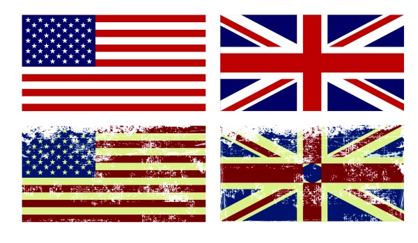 American and british flag vintage vector  