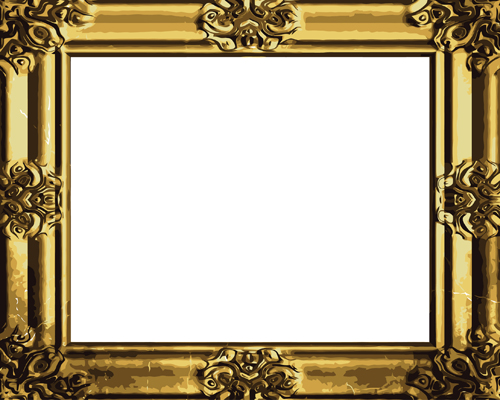 Set of Antique Gold Photo Frame elements vector 04  