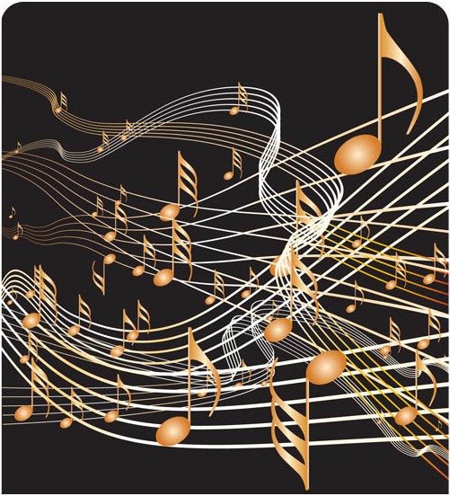 Backgrounds with music notes art vector set  