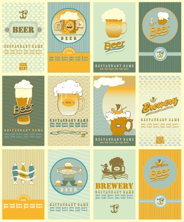 Beer menu creative cover vector set  