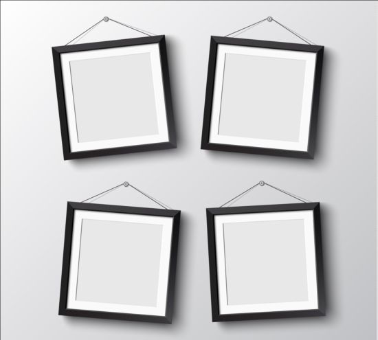 Black photo frame on wall vector graphic 12  