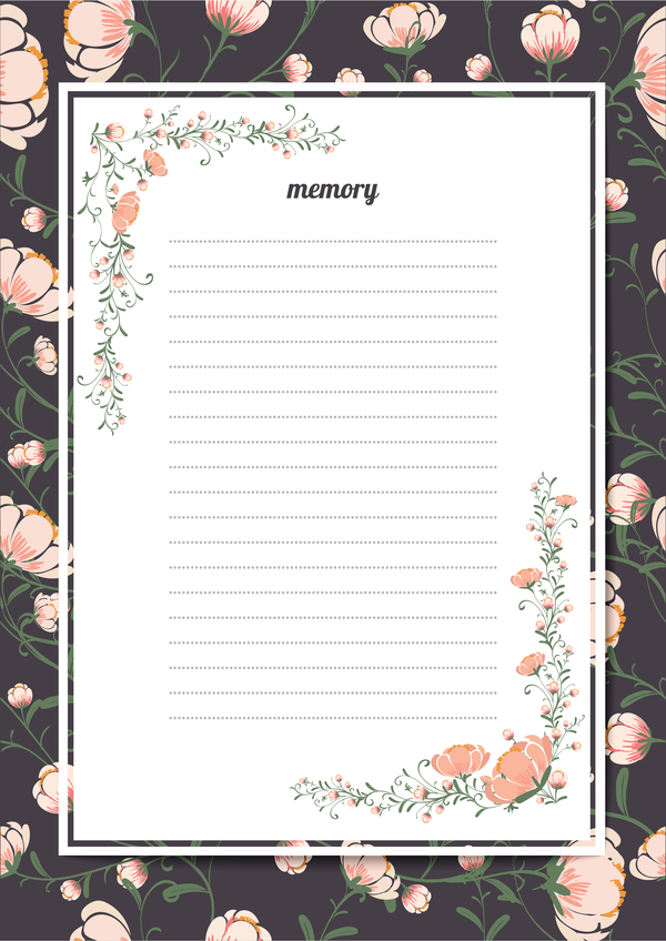 Blank paper with flower background vector 05  