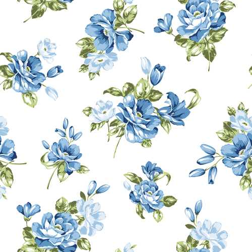 Blue flowers seamless pattern vector  