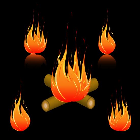 Heldere Fire Flame illistration vectoren set 06  