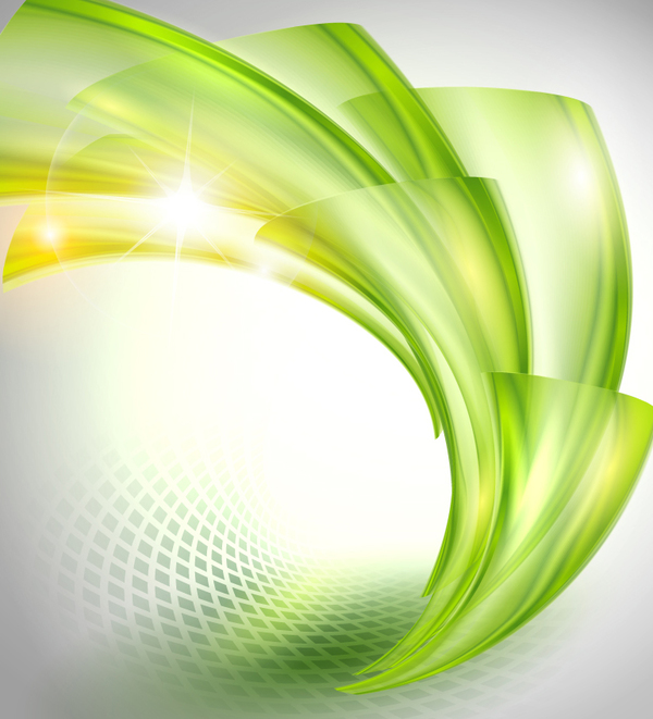 Bright green wavy abstract backgrounds vector  