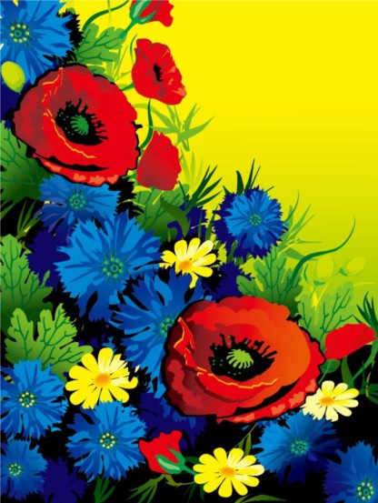 Bright flowers background vector  