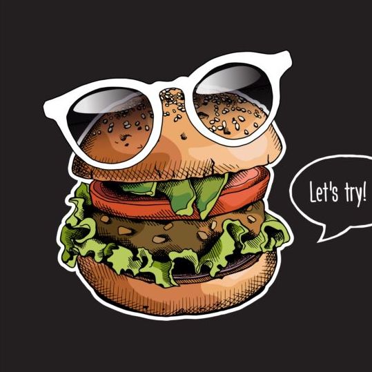 Burger colore brillante occhiali vettore 01  