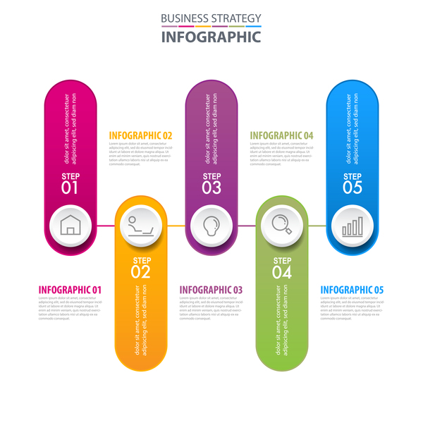 Infographic Schablonenvektor 06 der Geschäftsstrategie  