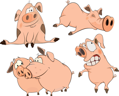 Cartoon big nose pig vector design 02  