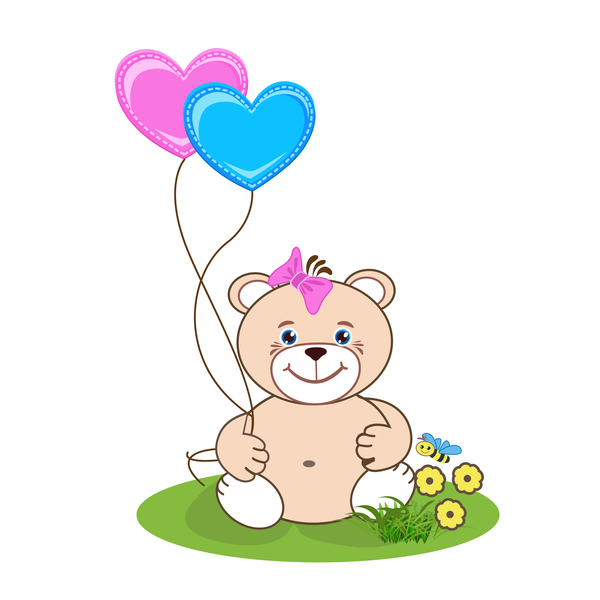 Netter Teddybär der Karikatur mit Herzvektormaterial 02  