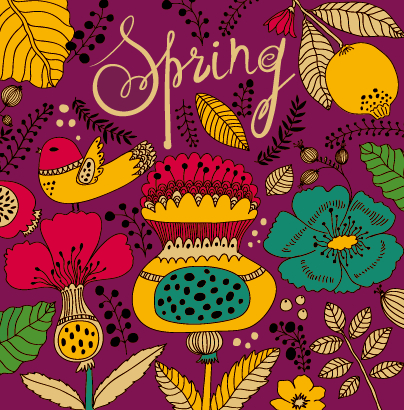 Cartoon spring tropical pattern background 03  