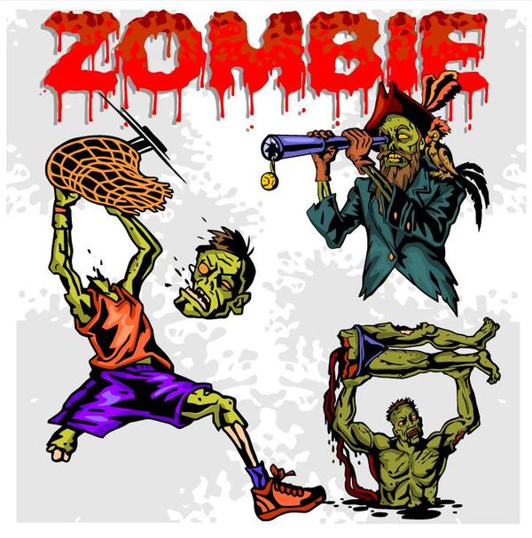 Dessin animé zombie illustration vecteur ensemble 01  