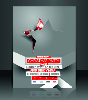 Christmas flyer cover design vector set 01  
