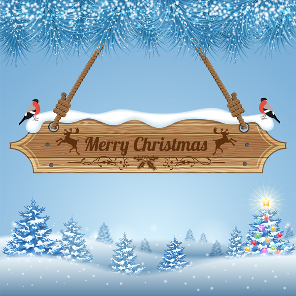 木製のボードのサインベクトル16とクリスマスの背景  