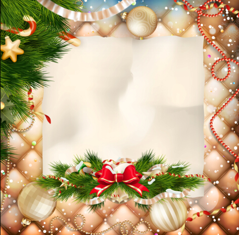 Christmas ornate background with greeting cards vector 05  
