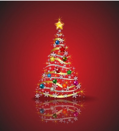 Christmas Tree and red background  
