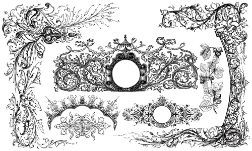 Classical ornaments elements vector material 02  