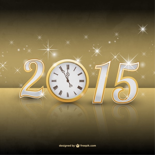 Clock and 2015 new year shiny background  