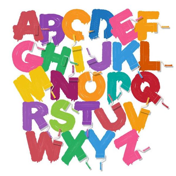 Vecteur de l'alphabet pinceau coloré  