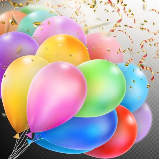 Kleurrijke ballonnen met confetti achtergrond illustratie 01  