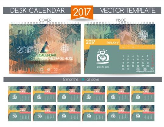Société 2017 bureau calendrier Design vecteur modèle 13  