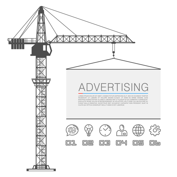 Crane lifts with advertising board vector  