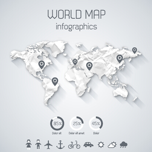 Creative world map and infographics vector graphics 03  