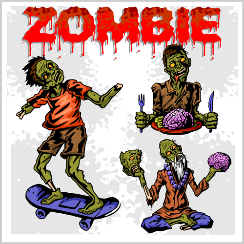 Creative zombie design vector set 09  